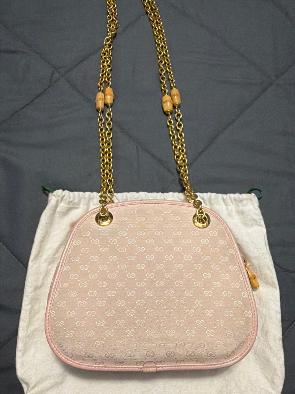 Gucci Light Pink Monogram Chain Shoulder Bag
